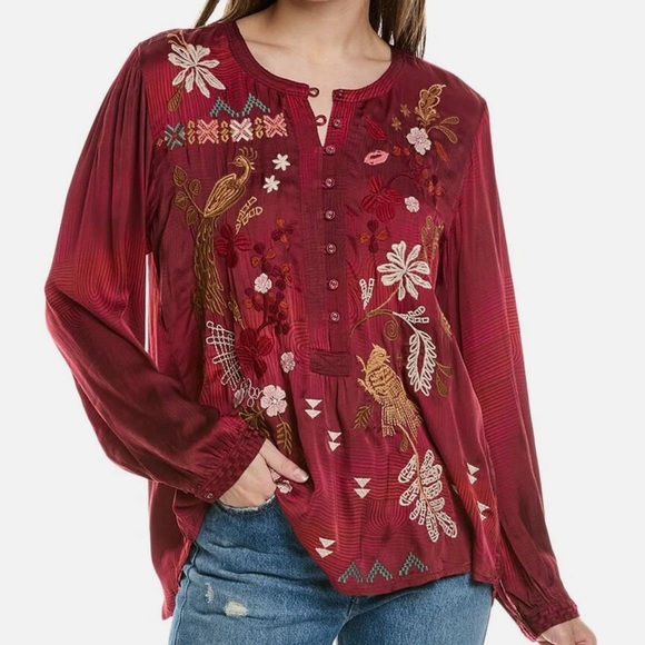 JOHNNY WAS Zuzu Field Henley Blouse NWT - Picture 1 of 4